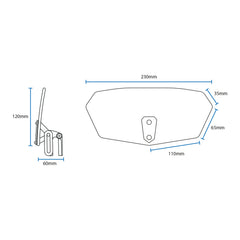 Oxford Wind Deflector- Clear 260 X 125mm