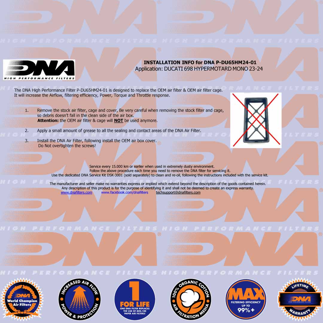 698 HYPERMOTARD MONO 24-25 - DNA AIR FILTER - P-DU65HM24-01