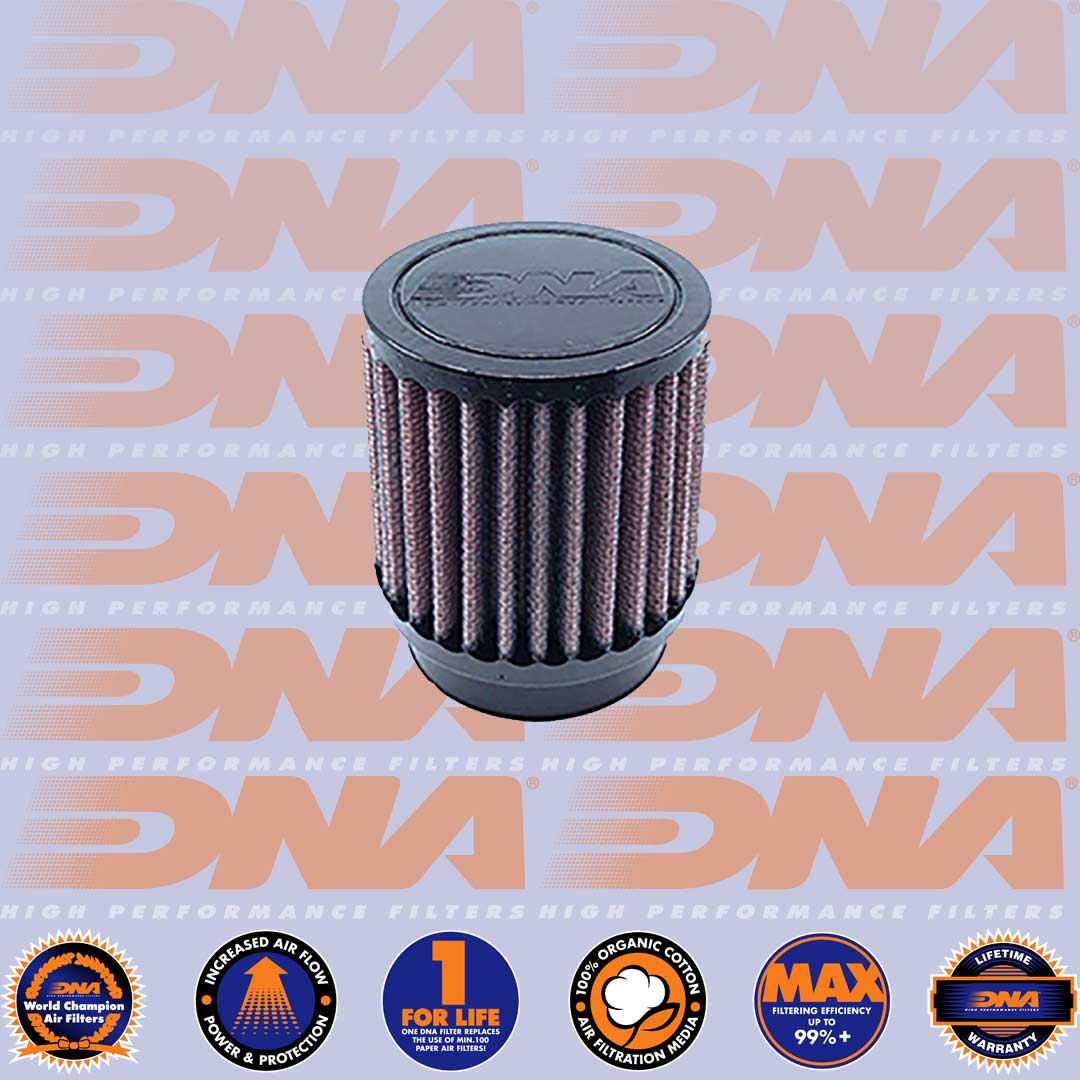 DNA FILTERS RUBBER TOP ROUND CLAMP ON 40mm INLET 80mm LENGTH AIR FILTER - RO-4000-08