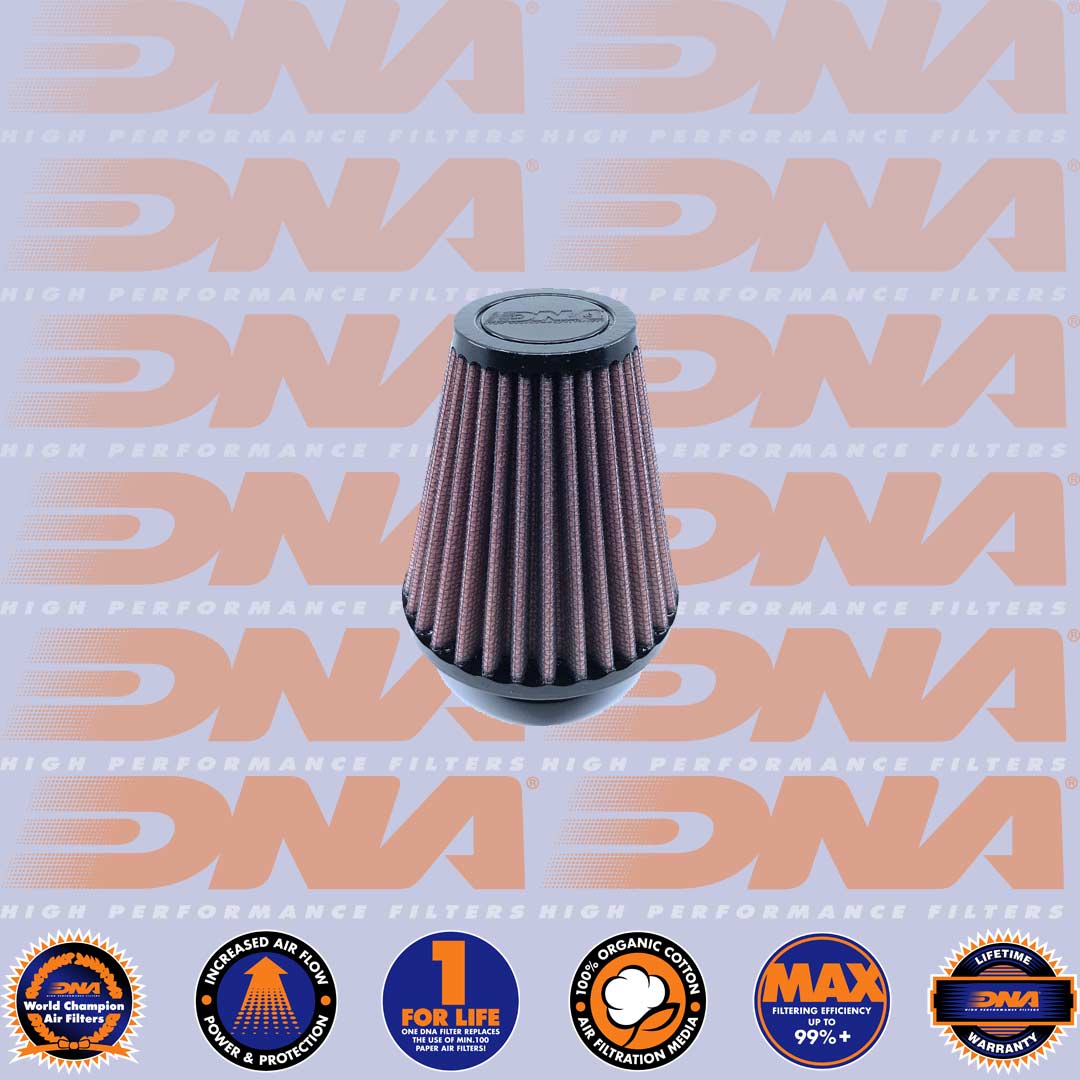 DNA FILTERS RUBBER TOP ROUND CLAMP ON 43mm INLET 102mm LENGTH AIR FILTER - RO-4300-12