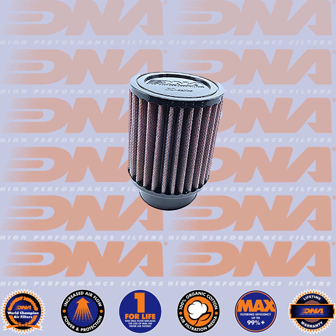 DNA FILTERS RUBBER TOP ROUND CLAMP ON 54mm INLET 5 DEG. 130mm LENGTH AIR FILTER - RO-5405-100