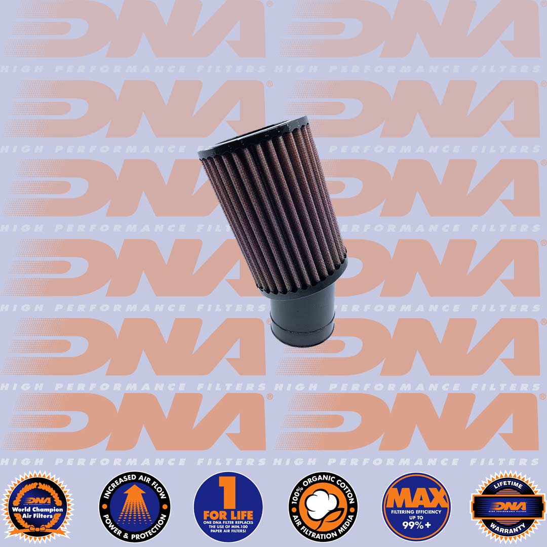 DNA FILTERS RUBBER TOP ROUND CLAMP ON 60mm INLET 20 DEG. 100mm LENGTH AIR FILTER - RO-6020-100