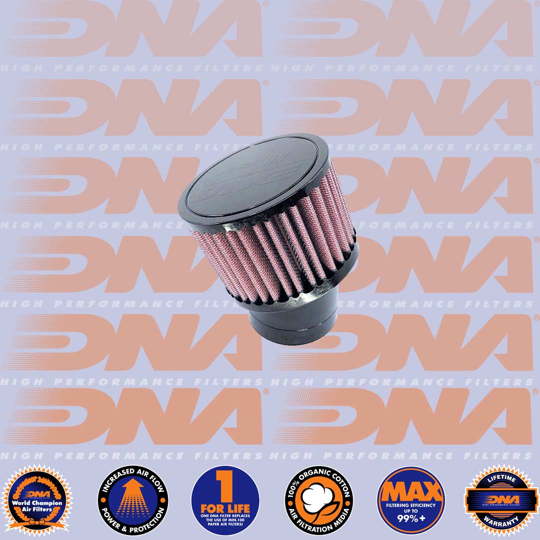 DNA FILTERS RUBBER TOP ROUND CLAMP ON 60mm INLET 20 DEG. 75mm LENGTH AIR FILTER - RO-6020-75