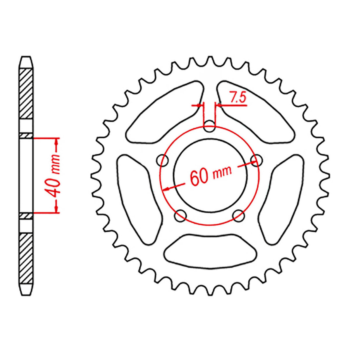 Sprocket Rear MTX 40T KTM 50 #415 11-KM3-42