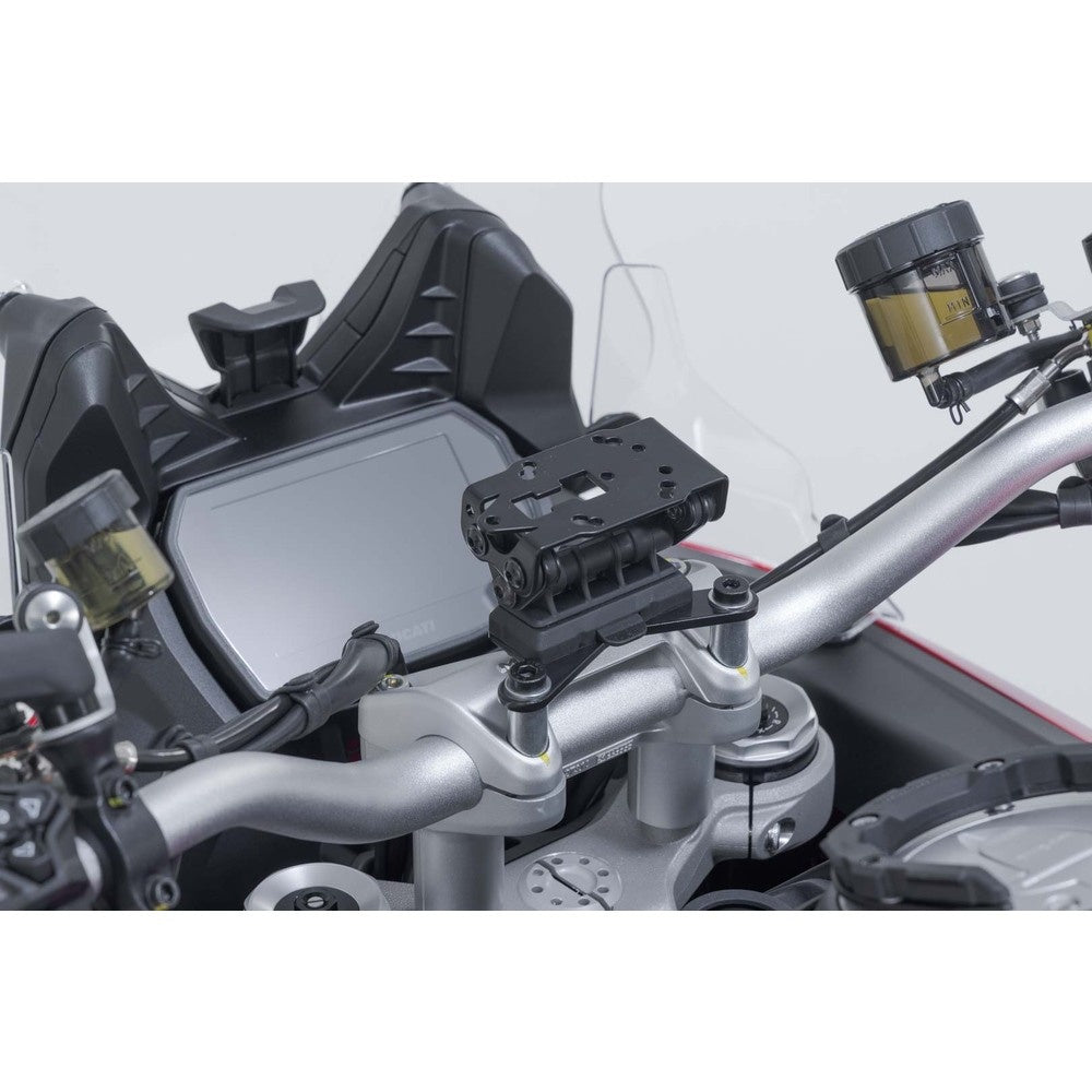 GPS mount on the handlebar. Black. Ducati Multistrada V4 (20-). (GPS.22.646.10200/B) Superseeded to SW-GPS2264610201-B