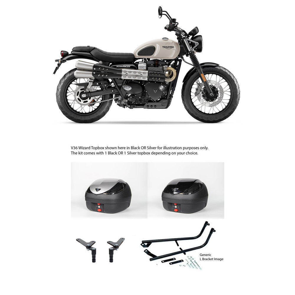 V36 Wizard Silver Topbox Kit TRIUMPH STREET SCRAMBLER 900 20-21 - T050V36BPSIL