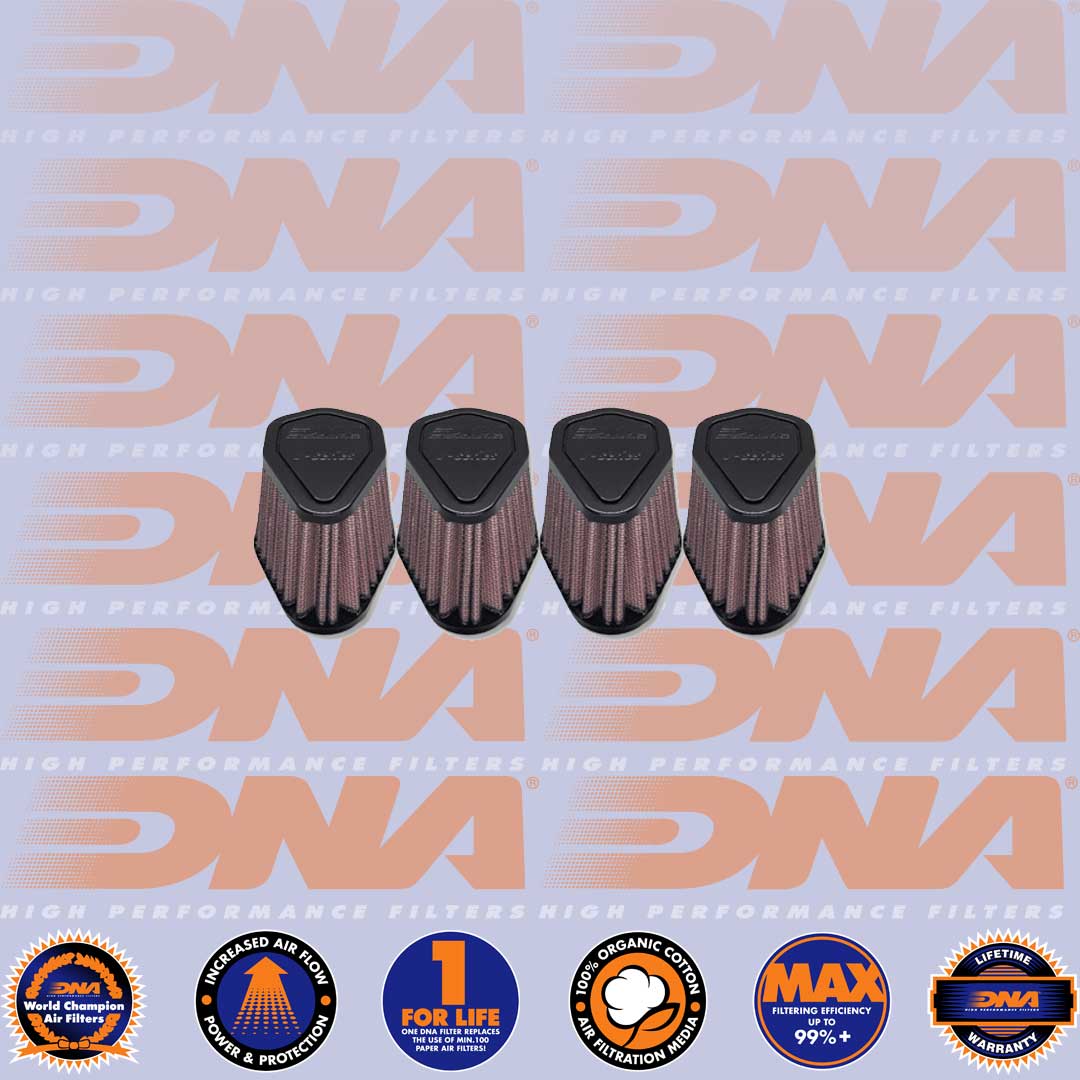 DNA FILTERS RUBBER TOP HEXAGONAL CLAMP ON 38mm INLET 68mm LENGTH AIR FILTER x 4 - V-3804