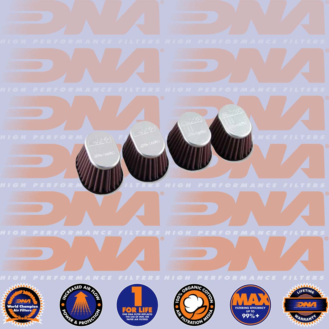 DNA FILTERS CNC TOP OVAL CLAMP ON 54mm INLET 68mm LENGTH AIR FILTER x 4 - XVO-5404