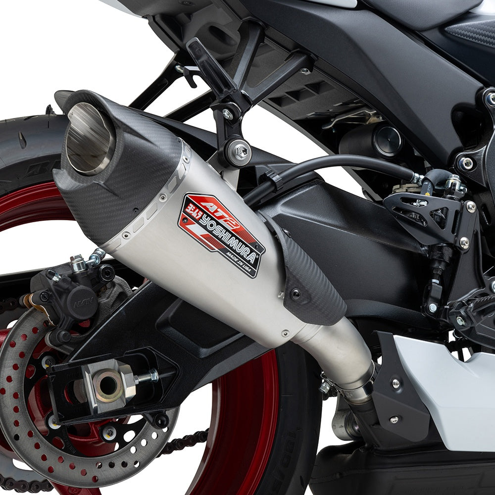 Yoshimura GSX-R600/750 2011-24 AT2 Stainless Slip-On Exhaust, w/ Stainless Muffler