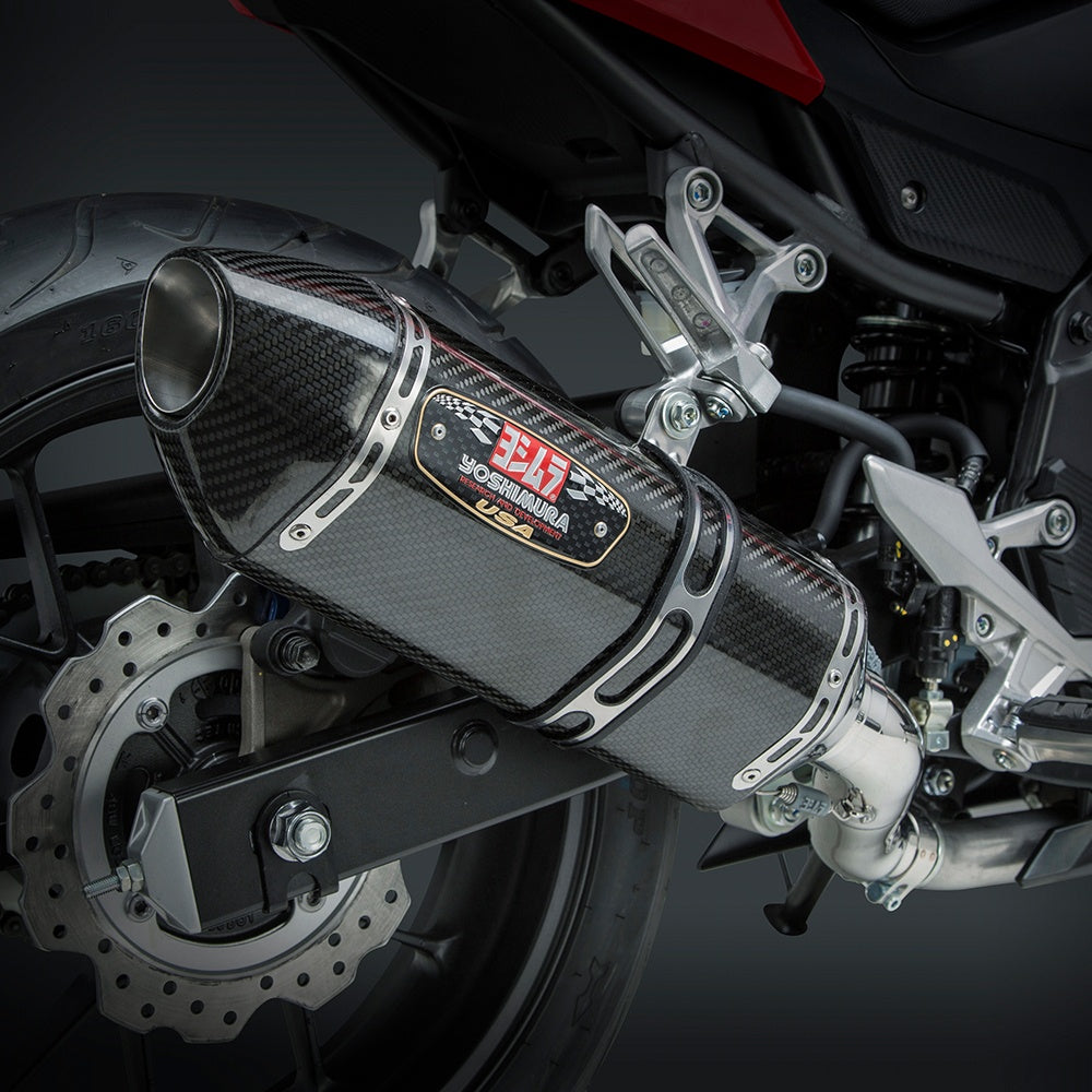 Yoshimura CBR500R 16-18/CB500F 16-18 R-77 Stainless Slip-On Exhaust, w/ Carbon Fiber Muffler