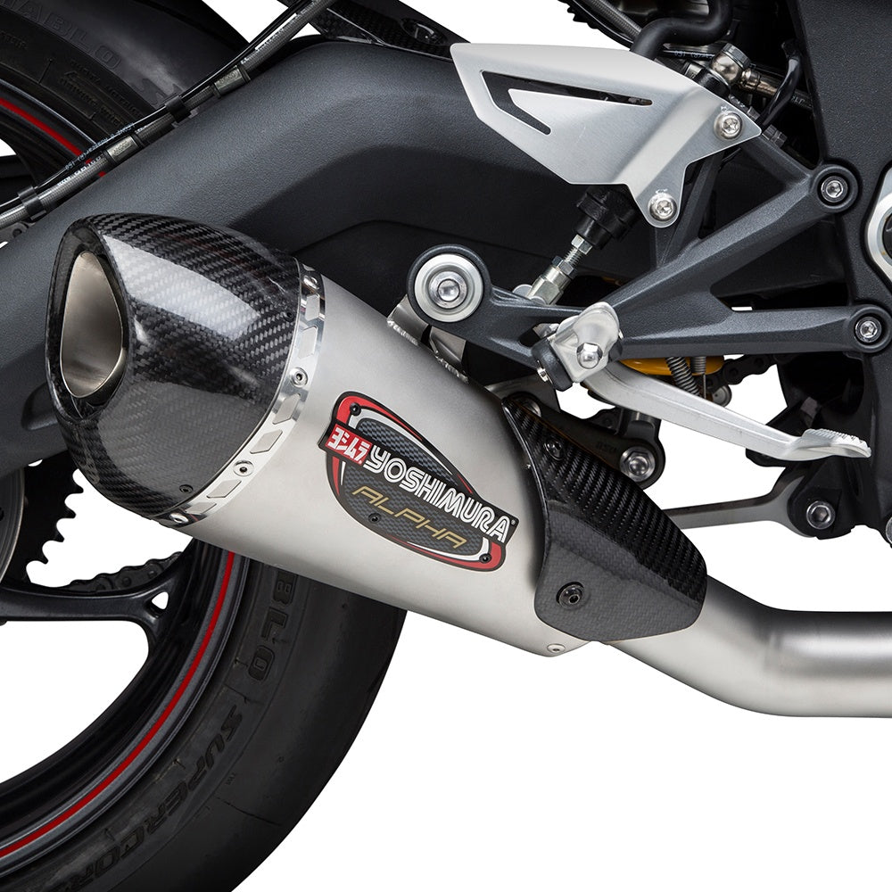 Yoshimura DAYTONA 675 13-17 ALPHA T Stainless Slip-On Exhaust, w/ Stainless Muffler