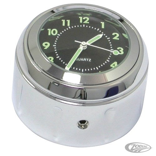 Zodiac Clock- Steer Stem Mount Chrome F/39mm Fork Models 87-14