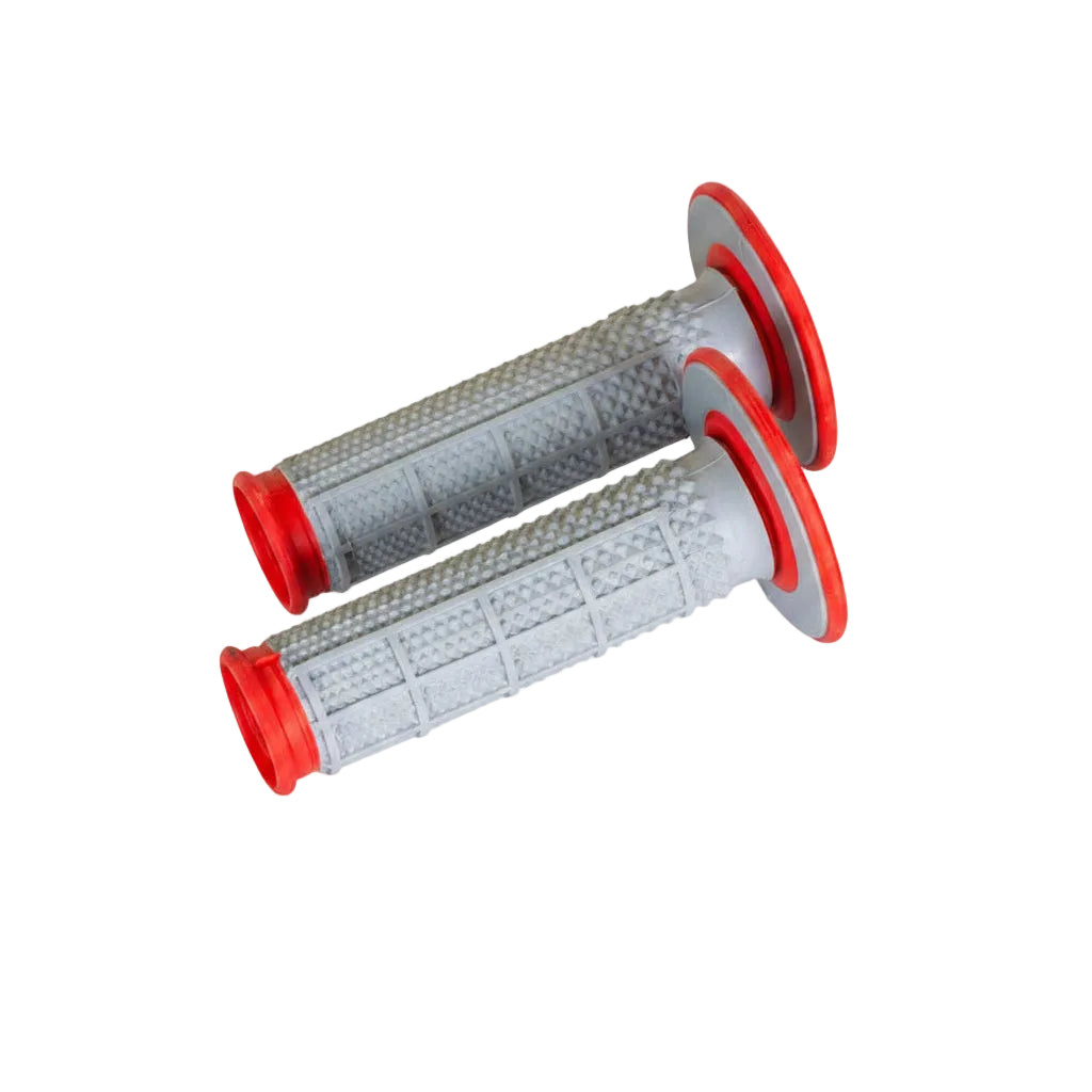 RENTHAL GRIPS DUAL COMPOUND TAPERED HALF WAFFLE RED/GRY Q70 (G163)