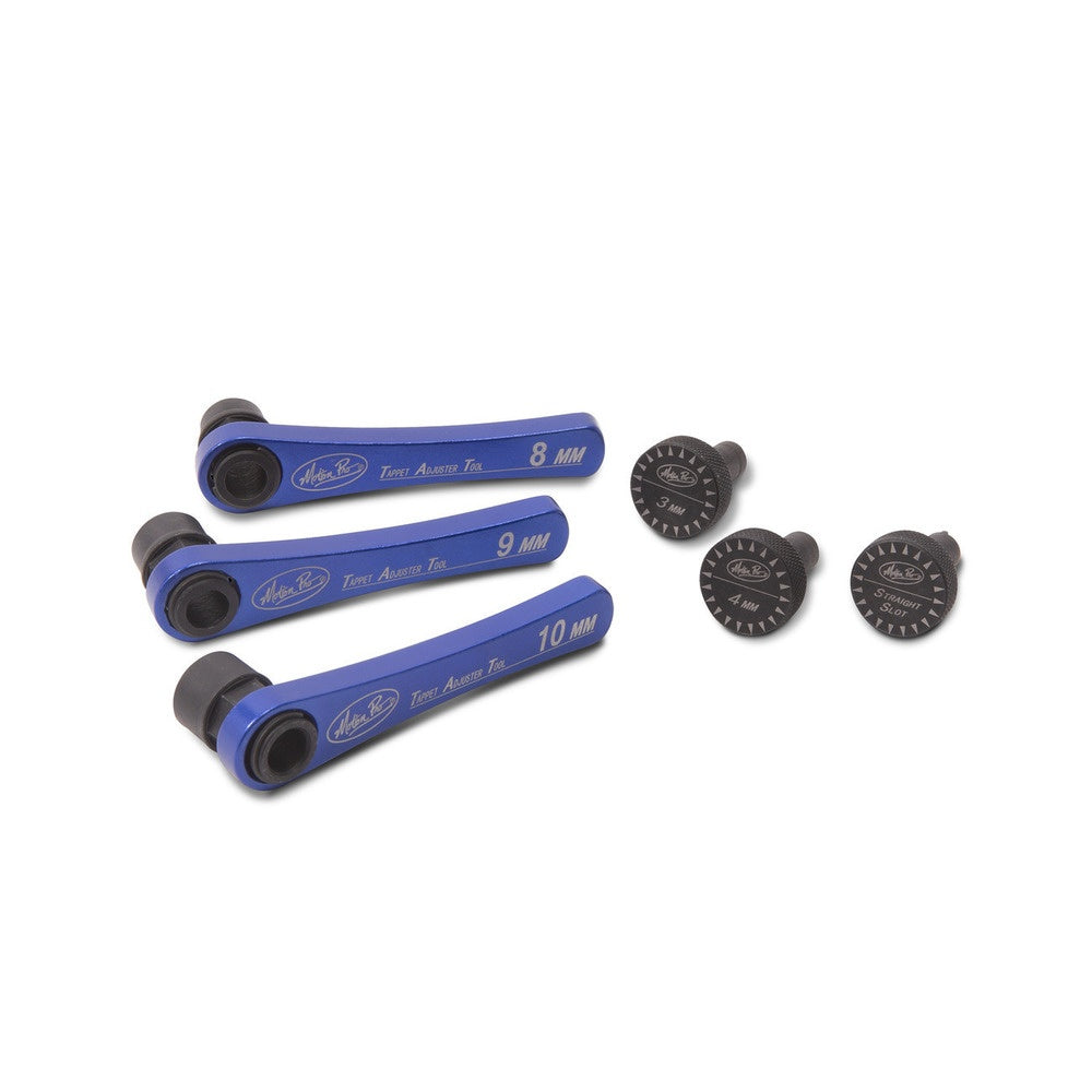Motion Pro Tappet Adjuster Tool Set (8 mm, 9 mm, and 10 mm lock nut sockets; and 3 mm square, 4 mm square, and straight slot type drivers) - Superseded from 08-080073