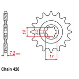 14T Kawasaki KLX140 Front Spkt (1501)