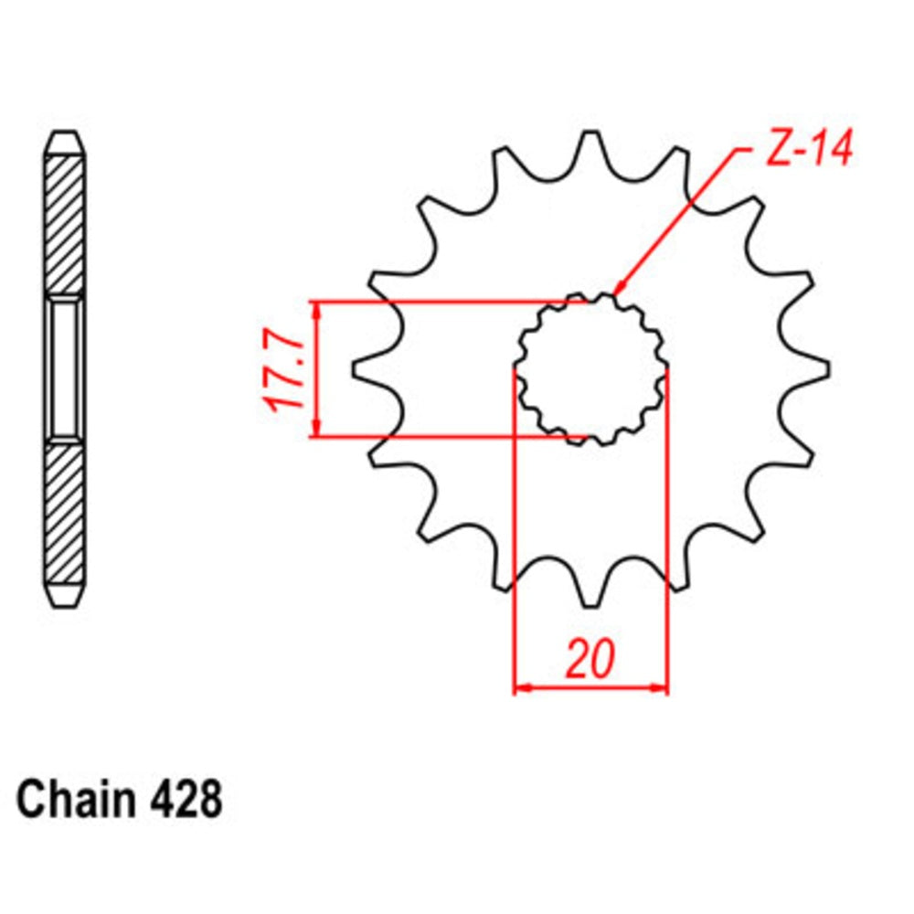 14T Yamaha Front Sprocket (558)