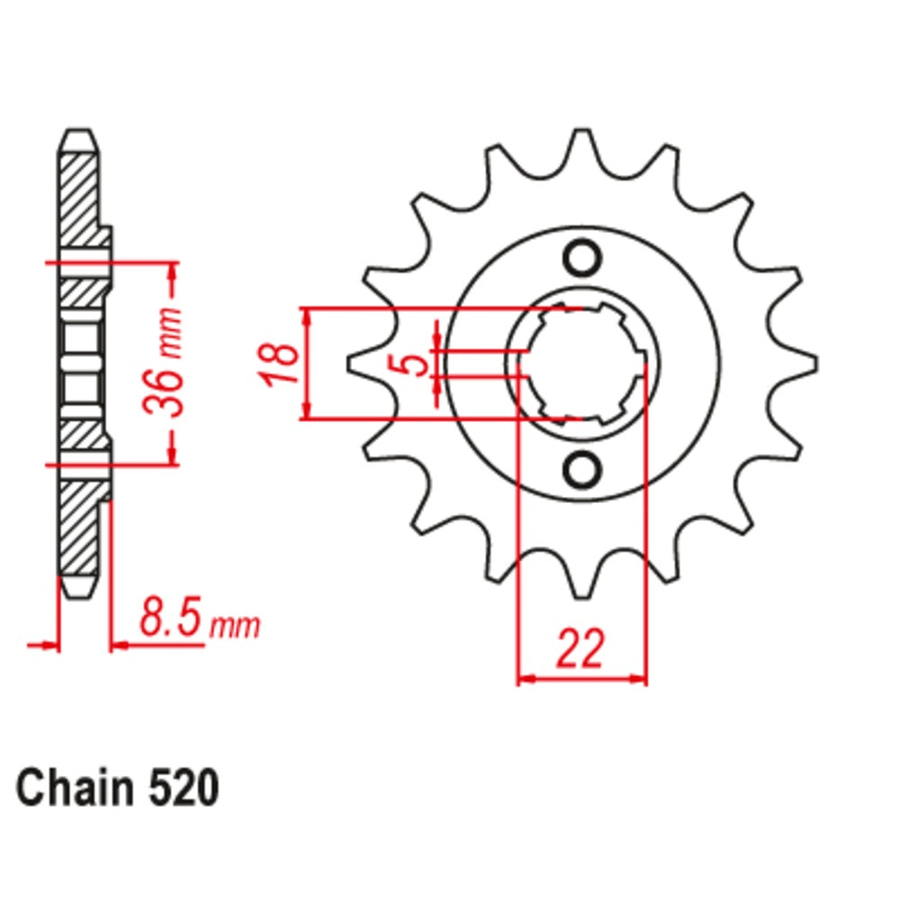 15T Yamaha SRX250 Front Sprocket (1553)