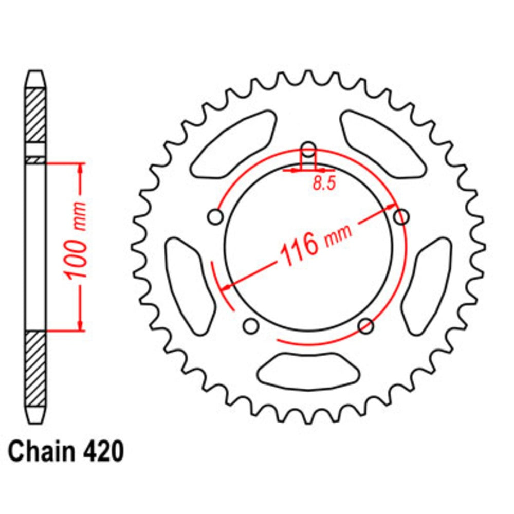 43T Kawasaki KX60/80 Rear Sprocket (464)