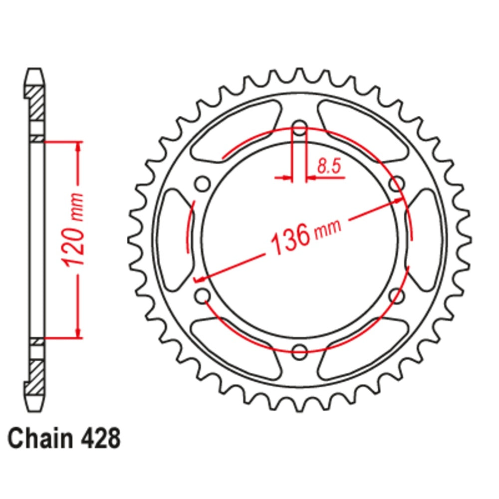 52T Yamaha Rear Sprocket (1847)
