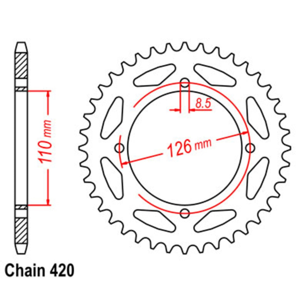45T Kawasaki KX65 Rear Sprocket (1465)