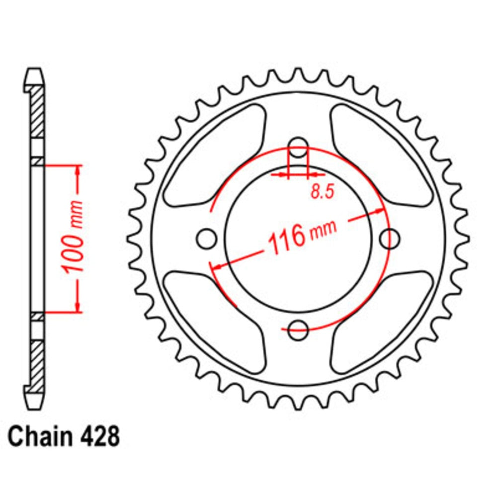 50T Kawasaki KLX140 Rear Sprocket (462)