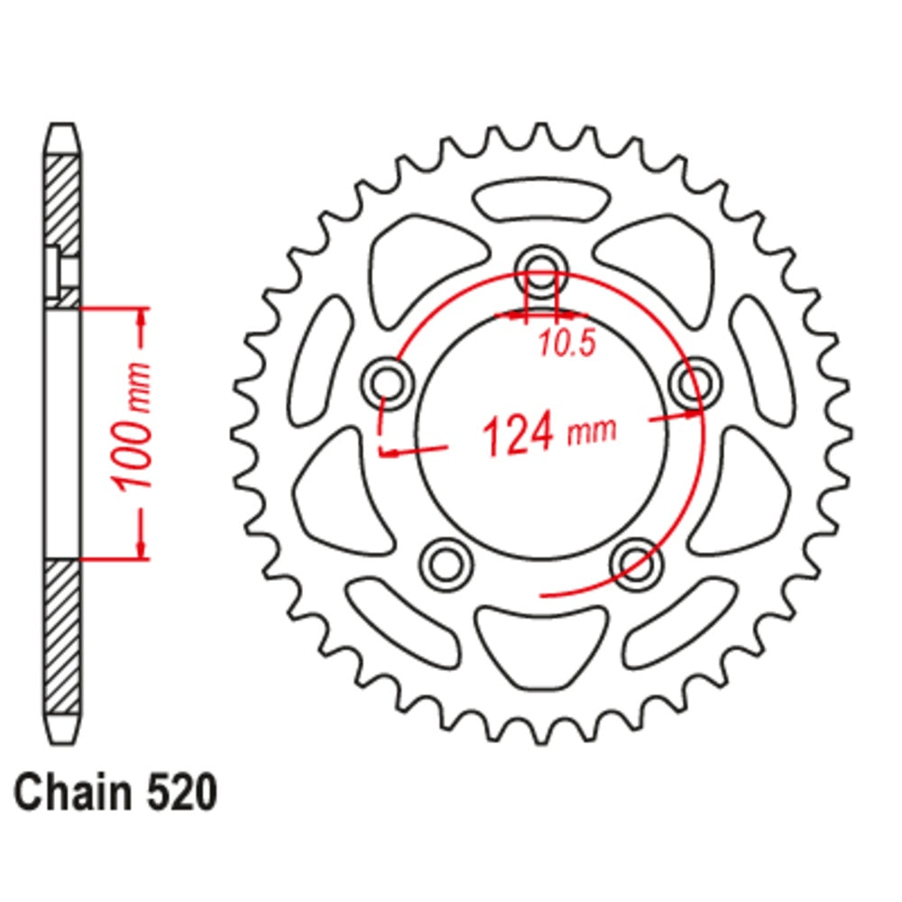 39T Ducati Rear Sprocket 520p (746)