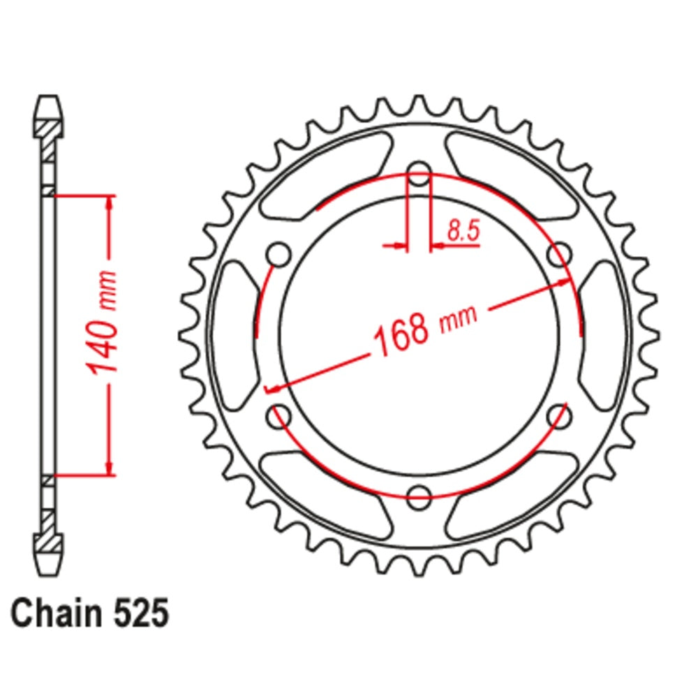 42T BMW F800 GS 8mm bolt hole Rear Sprocket (006)