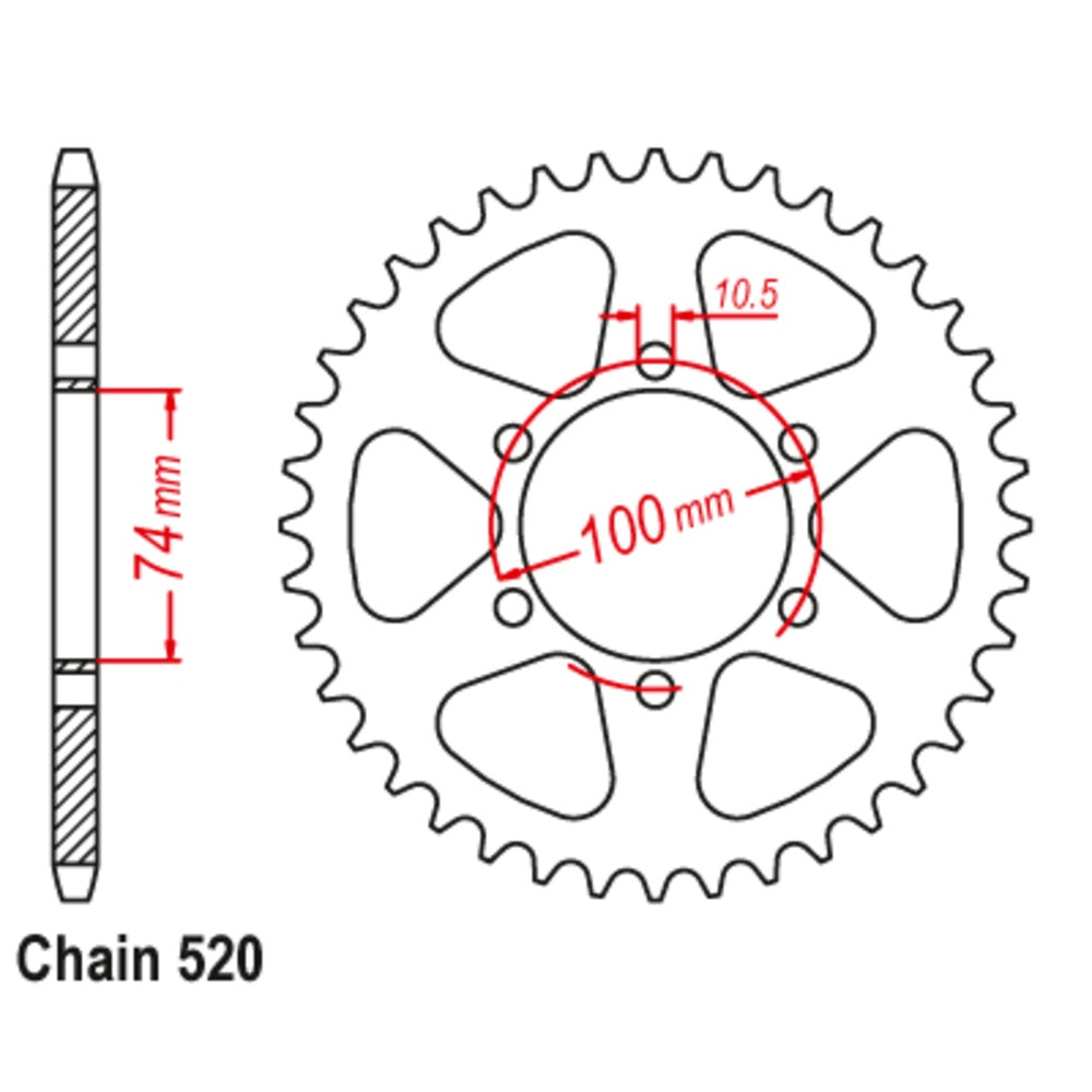 46T Hyosung GV/GT250 Rear Sprocket (1073)