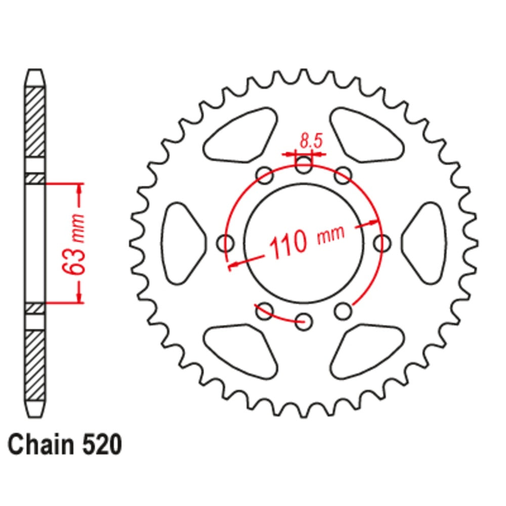 42T KTM 200/390 Duke Rear Sprocket