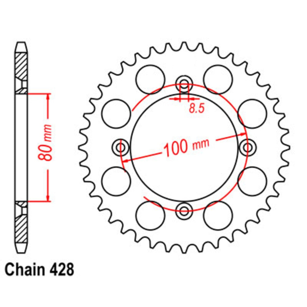 50T Honda XR100 Rear Sprocket (1204)