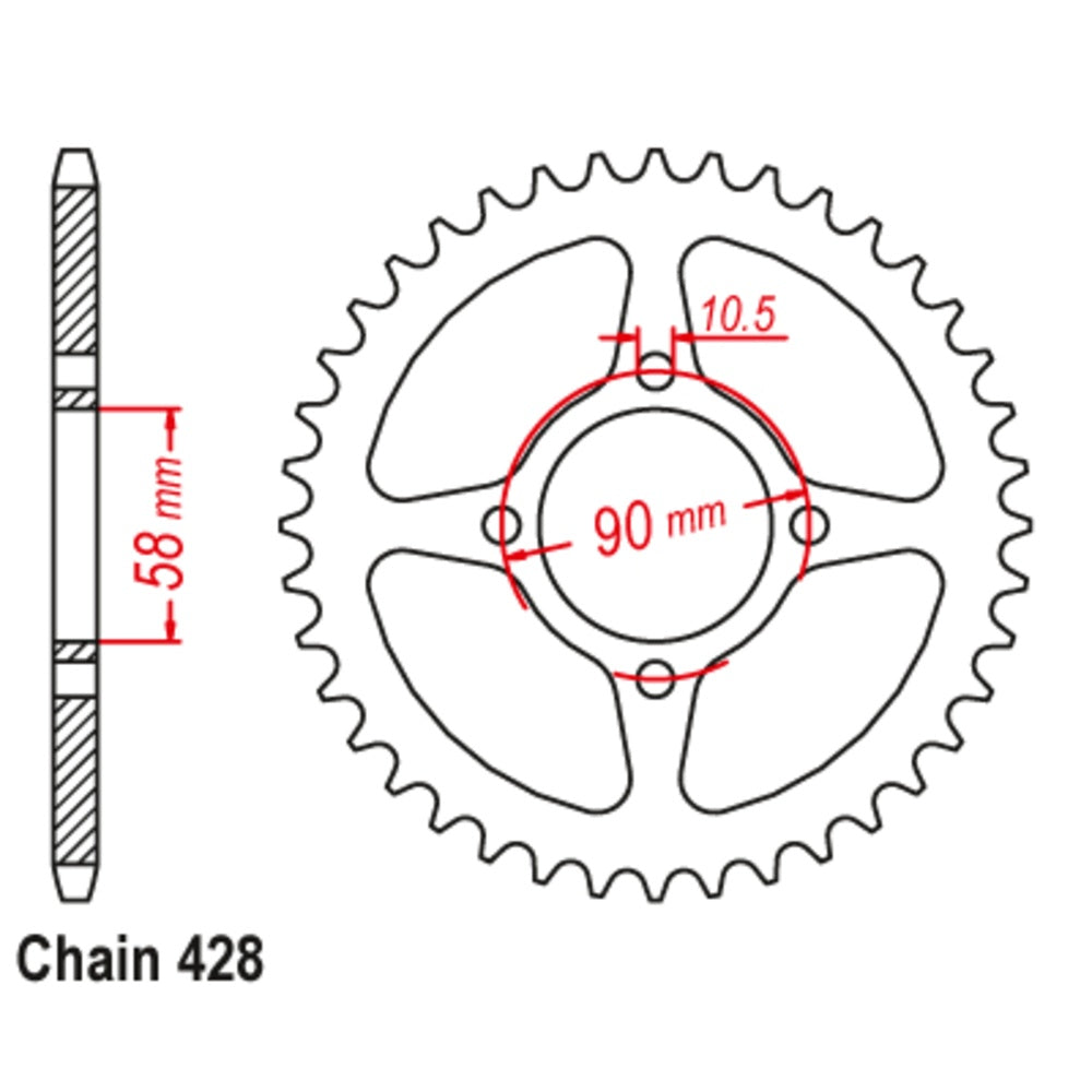 45T Rear Sprocket Honda CBR125 (1221)