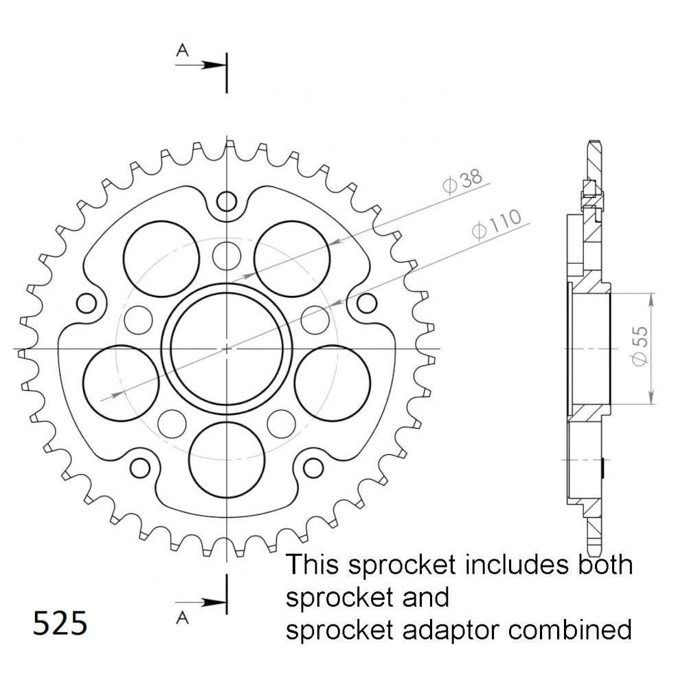 40T Stealth Supersprox Ducati Rear Sprocket (736) - 525 Pitch - Red