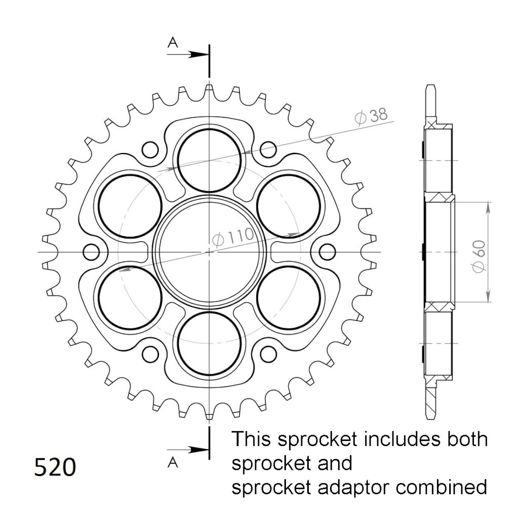 42T Stealth Supersprox Ducati Rear Sprocket (737) Silver