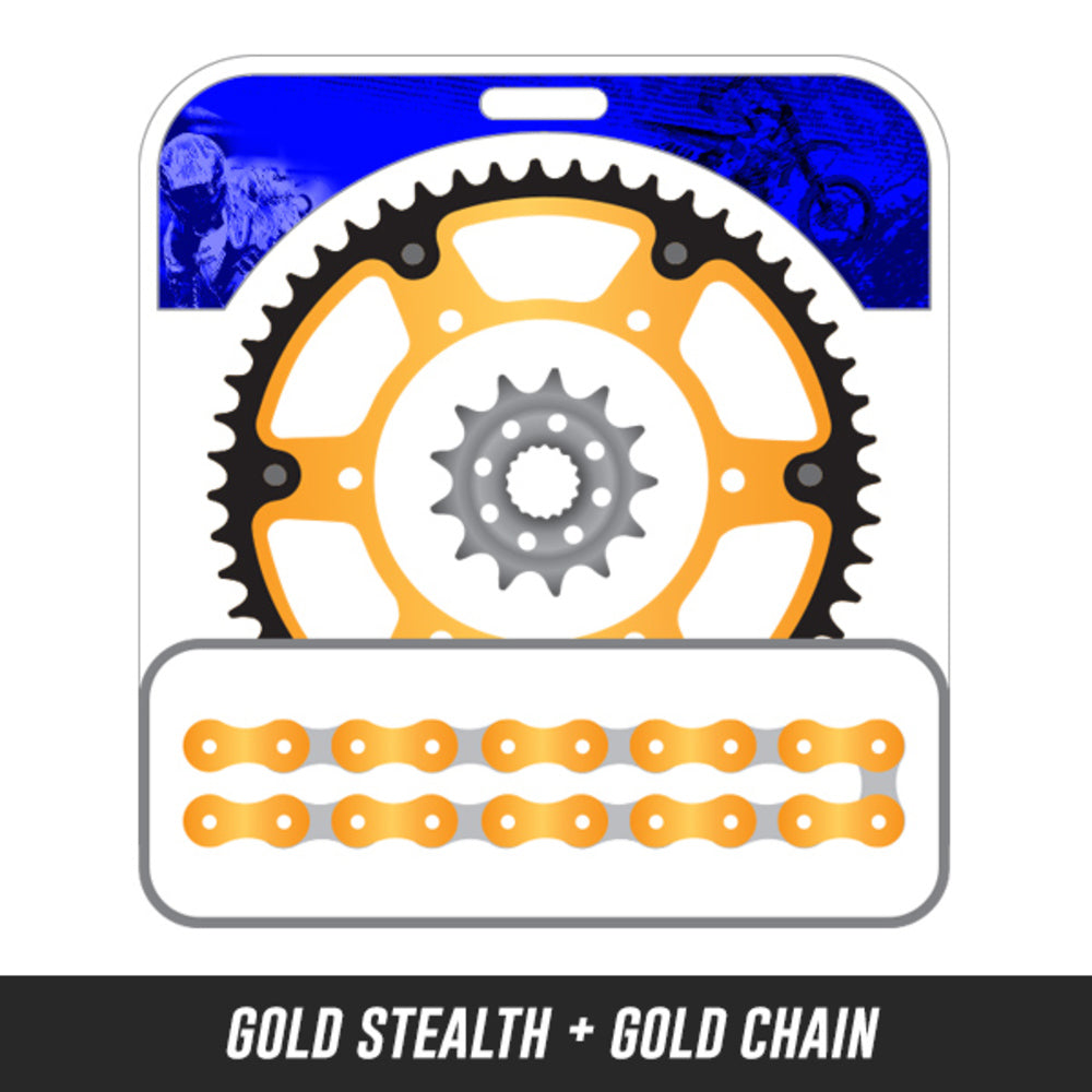 YZ125/YZ250F 05-16,Front: 5LN-13,Rear: 428-50 STEALTH GOLD,Chain: 520 SRX2 GOLD