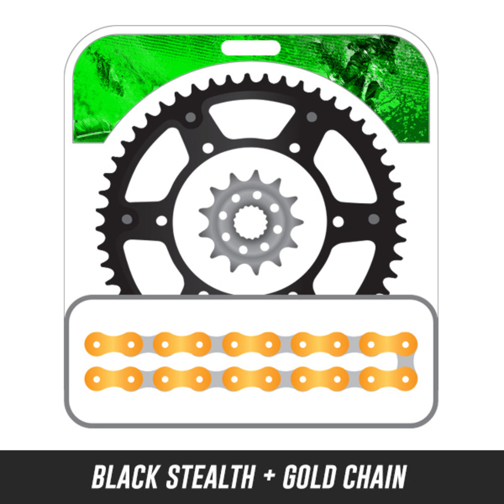 KX250F 06-16,Front: 035-13,Rear: 110-50 STEALTH BLACK,Chain: 520 SRX2 GOLD