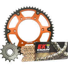 125-501 TC/TE/FC/FE 00-23,Front: KT1-14,Rear: KM1-50 STEALTH ORANGE,Chain: 520 SRX2 GOLD