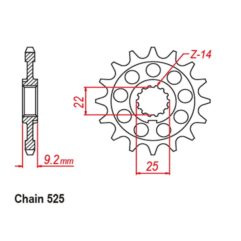 FRONT SPROCKET - STEEL 16T 525P - 41-BE3-16