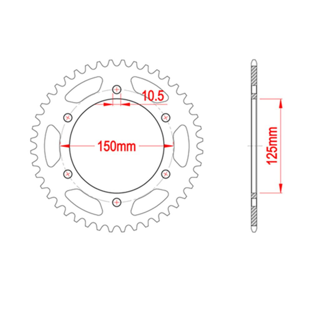 REAR SPROCKET - STEEL 44T 525P - 42-BE3-44