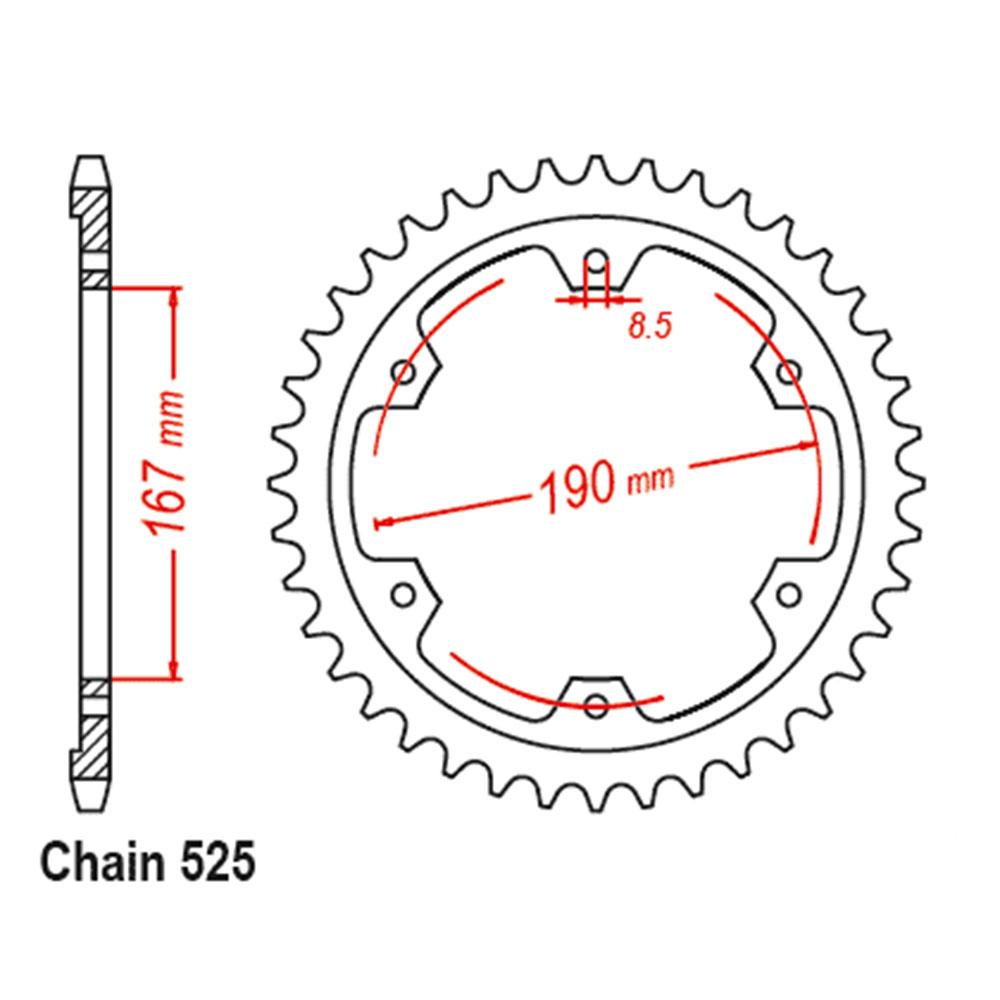 REAR SPROCKET - STEEL 50T 525P - 42-T03-50