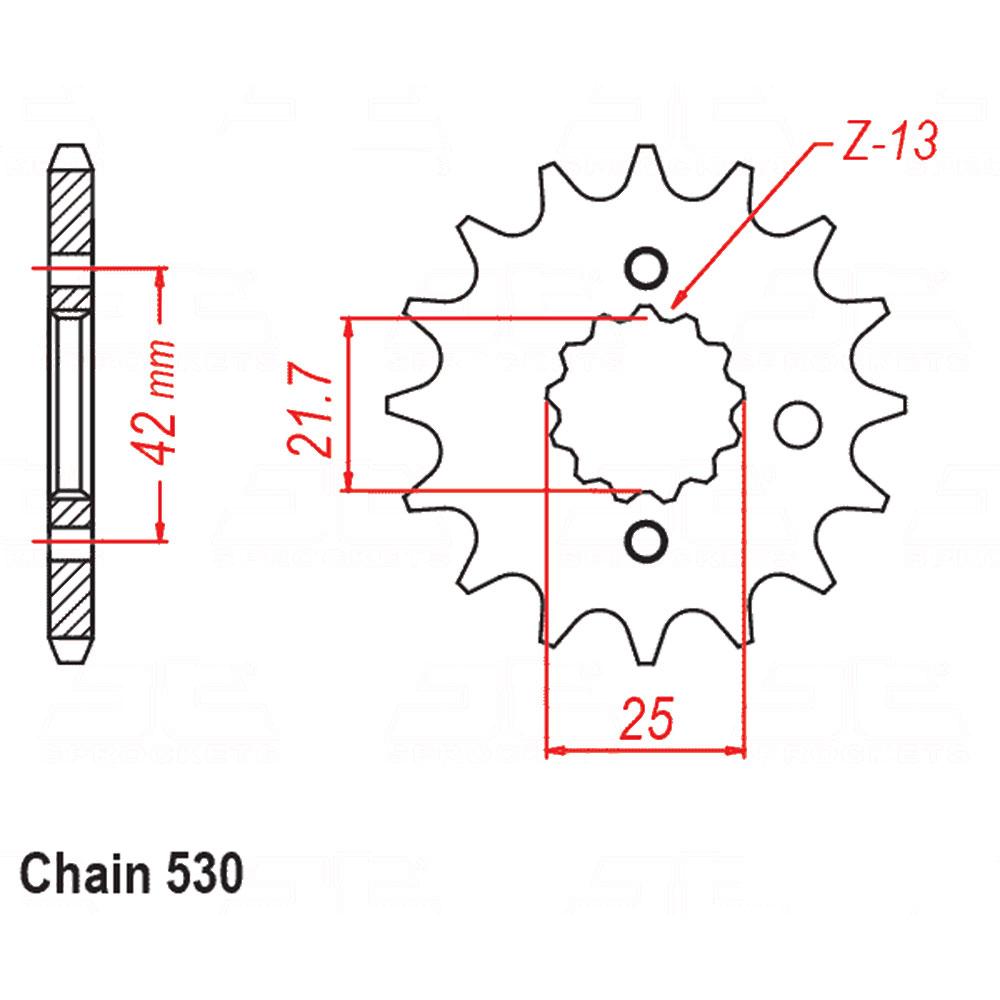 FRONT SPROCKET - STEEL WITH RUBBER CUSH 15T 530P - 31-440-15RB
