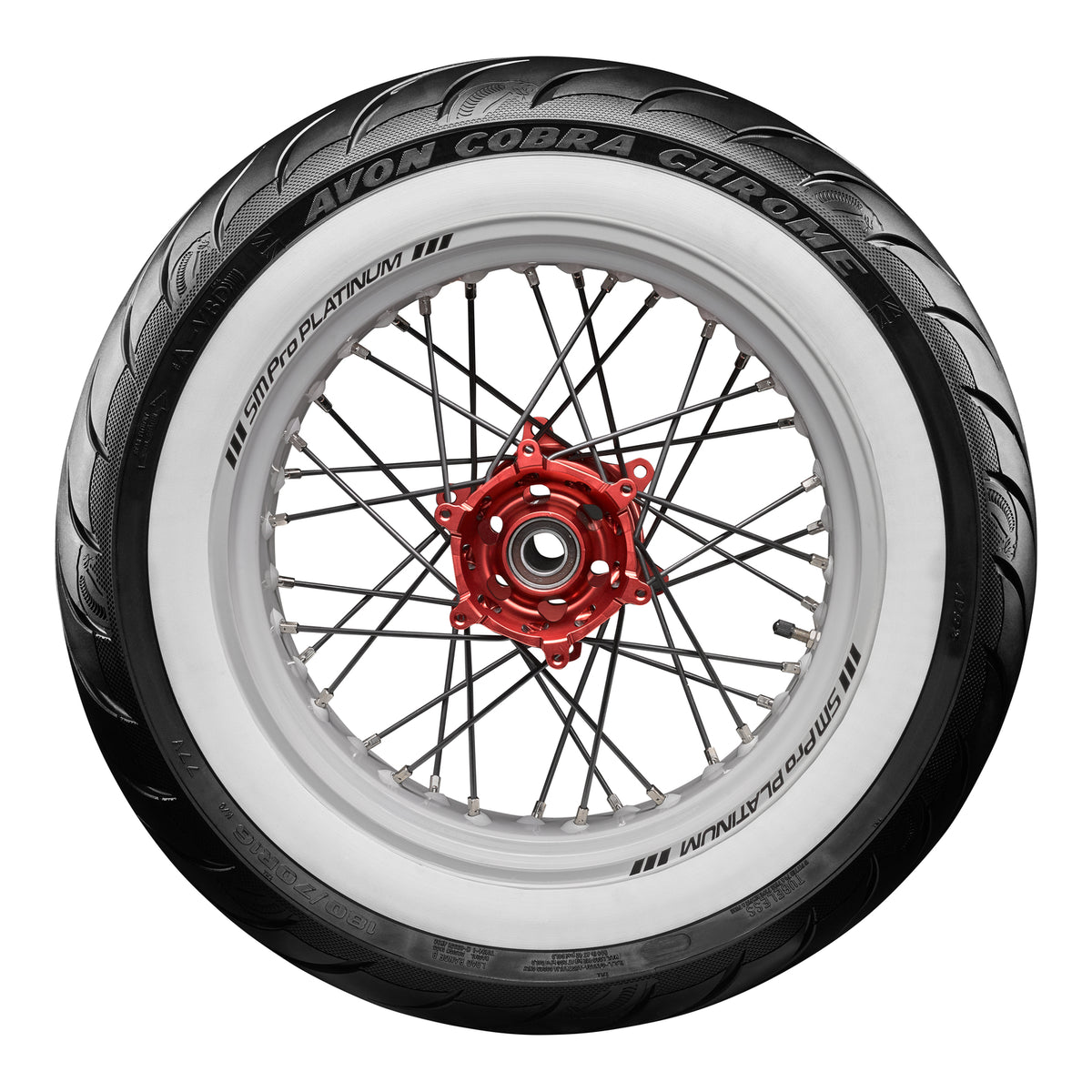 Avon Cobra Chrome 150/80B16 White Wall Rear Tyre (77V Rating) AV92