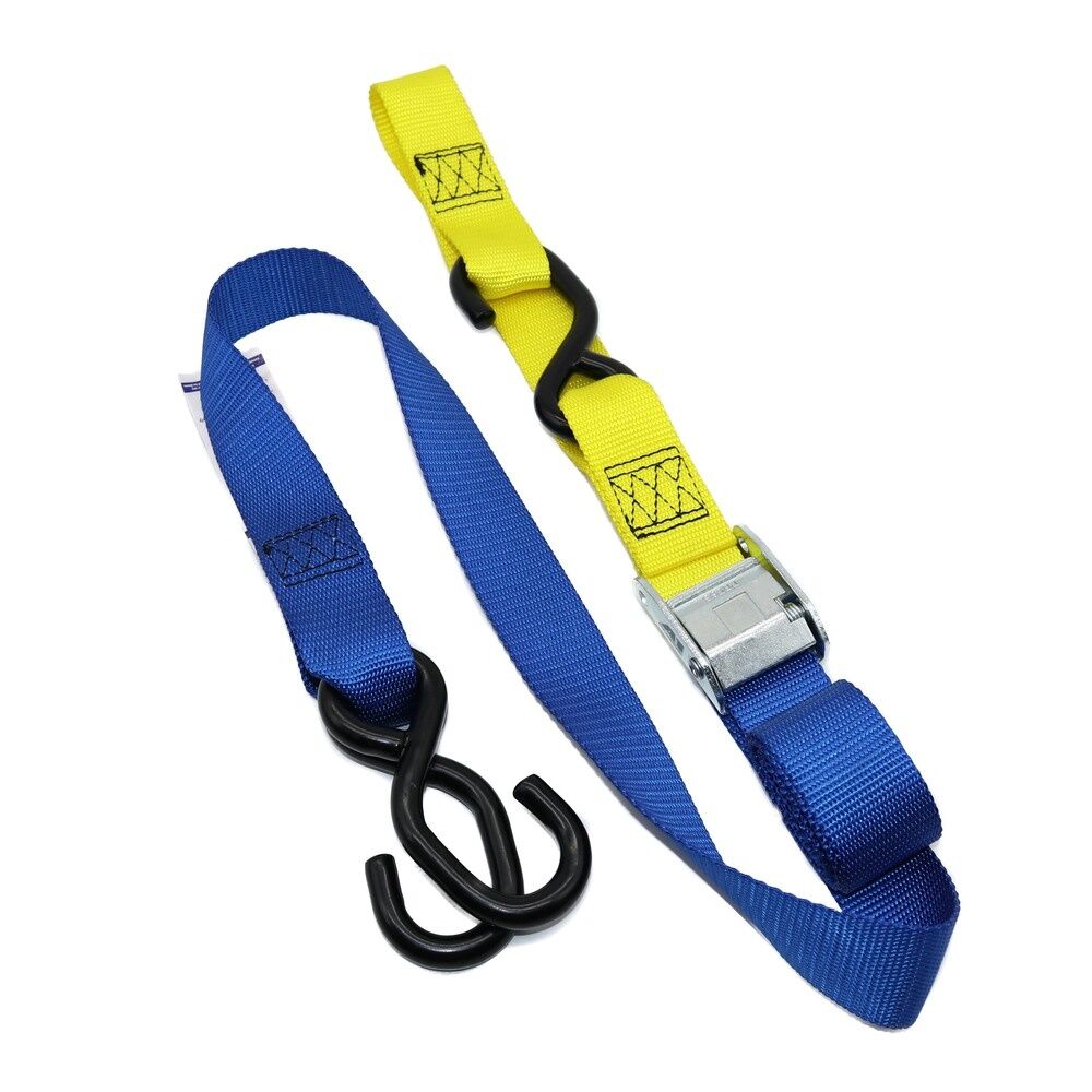 KMX Tie Down 38mm Twin Hook - Blue/Yellow Loop - Discontinued