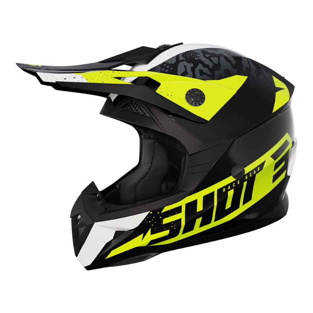 Shot Pulse Kid Helmet Airfit Black/White/Neon Yellow Medium - 66-4743-02