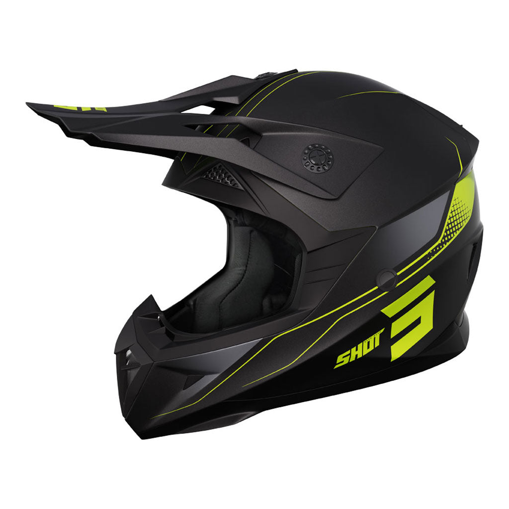 Shot Pulse Helmet Edge Matt Black/Neon Yellow Small - 66-4731-05