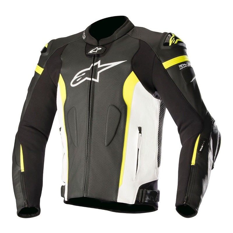 Alpinestars Missile Tech Air Leather Jacket Black White Fluro-Yellow