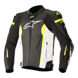 MISSILE TECH AIR LEATHER JACKET BLACK WHITE FLURO-YELLOW