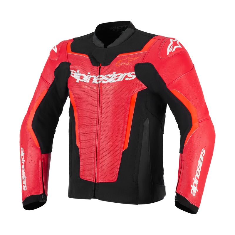 AS3100326 GP FORCE V2 LEATHER JACKET AIRFLOW RED FLURO RED