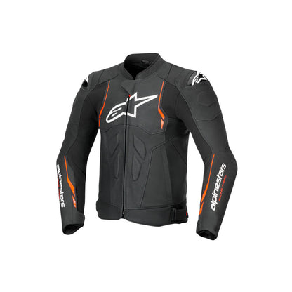 Alpinestars Dusk Airflow Leather Jacket Black Fluro-Red