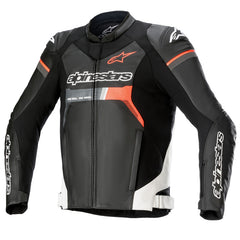 GP Force Leather Jacket Airflow Black White Fluro-Red (1231)