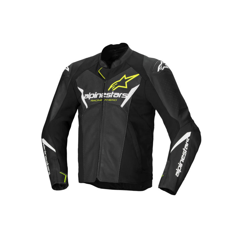 Alpinestars Faster V3 Air Leather Jacket Black White Fluro-Yellow